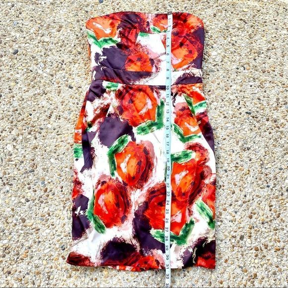 J. Crew Silk Floral Strapless Sample Lined Dress Size 6 - Picture 7 of 9